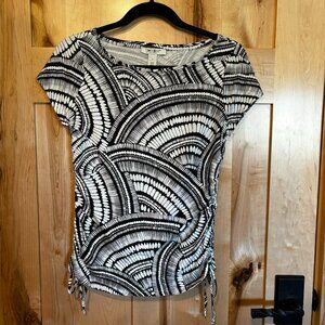 NWT White House Black Market Boat Neck Side Tie Ruched Tee S 570349515 Texture